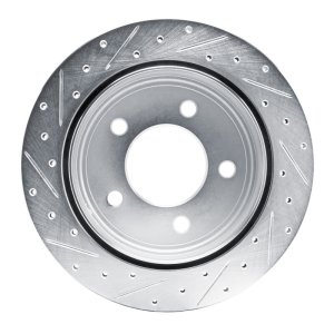 Dodge Ram 1500 Van Brake Rotor (1) - Rear Right - R1 Concepts - Drilled & Slotted - Silver - 2003